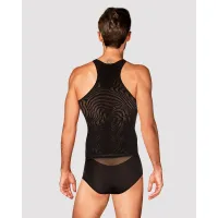 Мужская полупрозрачная майка-борцовка с узором Obsessive T103 tank top S/M/L, черная — Просмотреть изображение 2