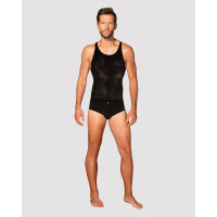 Чоловіча напівпрозора майка-борцовка з візерунком Obsessive T103 tank top S/M/L, чорна — Переглянути зображення 3