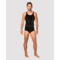 Мужская полупрозрачная майка-борцовка с узором Obsessive T103 tank top S/M/L, черная — Просмотреть изображение 3