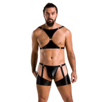 Комплект еротичної чоловічої білизни Passion 047 SET JOHN XXL/XXXL Black, труси, портупея — Переглянути зображення 3