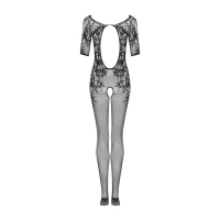 Сітчастий бодістокінг з квітковим малюнком Obsessive Bodystocking F238 S/M/L, black, з доступом, імі — Переглянути зображення 6
