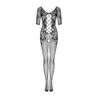Сітчастий бодістокінг з квітковим малюнком Obsessive Bodystocking F238 S/M/L, black, з доступом, імі — Переглянути зображення 5