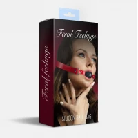 Кляп силіконовий Feral Feelings Silicon Ball Gag Red/Black, червоний ремінець, чорна кулька — Просмотреть изображение 2