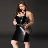 Еротична сукня JSY «Спокуслива Міла» Plus Size Black, прозорі вставки, стрепи, халтер — Переглянути зображення 2