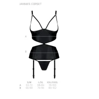 Корсет з відкритими грудьми Passion JANNIES CORSET L/XL black, стрінги в наборі — Переглянути зображення 5