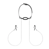 Затискачі з кляпом для сосків  Bedroom Fantasies: Nipple Clamps &amp; Silicone Gag Ring — Переглянути зображення 1