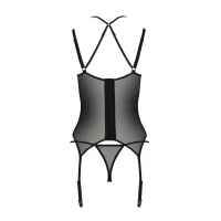Корсет Passion DROSERA CORSET black, L/XL, з кріпленнями для панчіх, трусики в комплекті — Переглянути зображення 6