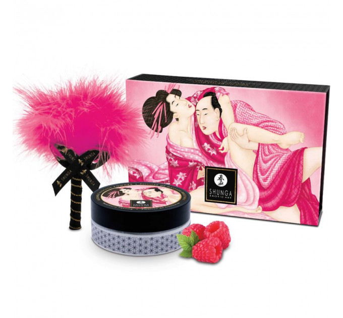 Смачна пудра для оральних пестощів Shunga Body Powder Raspberry feeling, 75 г, аромат малини