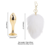 Металева анальна пробка — кролячий хвіст LOCKINK SEVANDA White Bunny-Tail Anal Rose-shape Plug — Переглянути зображення 7