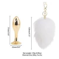 Металева анальна пробка — кролячий хвіст LOCKINK SEVANDA White Bunny-Tail Anal Rose-shape Plug — Переглянути зображення 7
