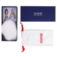 Металева анальна пробка — кролячий хвіст LOCKINK SEVANDA White Bunny-Tail Anal Rose-shape Plug — Переглянути зображення 8