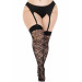 Панчохи Leg Avenue Wild rose net thigh highs, 1X/2X, чорні, широка резинка, малюнок-троянди