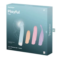 Набір 4-в-1 Satisfyer Playful Four, вібратор та 4 насадки, 12 режимів — Переглянути зображення 9