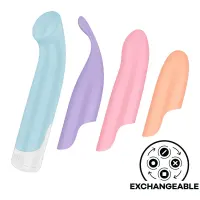 Набір 4-в-1 Satisfyer Playful Four, вібратор та 4 насадки, 12 режимів — Переглянути зображення 1