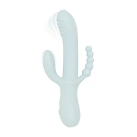 Потрійний вібратор Good Vibes Only – SAGE Triple Stimulation Vibe Soft Silicone – Blue, манливий рух — Переглянути зображення 1