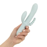 Потрійний вібратор Good Vibes Only – SAGE Triple Stimulation Vibe Soft Silicone – Blue, манливий рух — Переглянути зображення 7