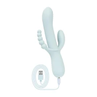 Потрійний вібратор Good Vibes Only – SAGE Triple Stimulation Vibe Soft Silicone – Blue, манливий рух — Переглянути зображення 4