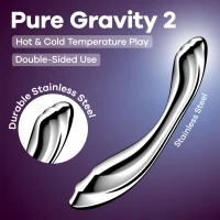 Металевий дилдо Satisfyer Pure Gravity 2, двосторонній, можна нагрівати й охолоджувати, дуже важкий — Просмотреть изображение 6