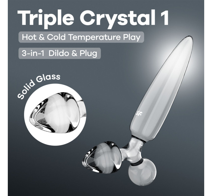 Тристоронній скляний дилдо Satisfyer Triple Crystal 1 Transparent