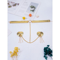 Пестис-сердечки с кисточками и чокером JSY Nipple Sticker RT236114 Golden