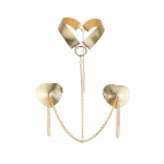 Пестис-сердечка з пензликами та чокером JSY Nipple Sticker RT236114 Golden