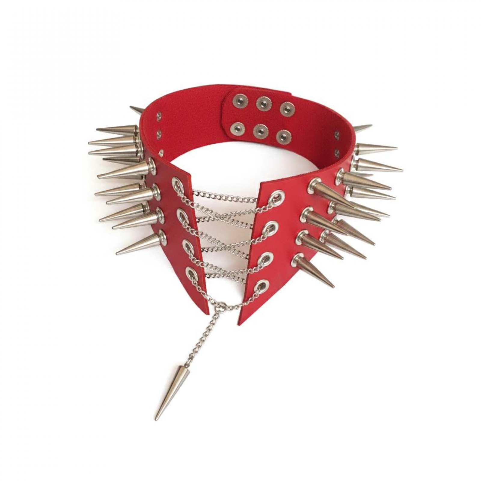 Чокер-комір з шипами Art of Sex - Ariadne, екошкіра, колір червоний, XS-M