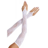 Мітенки Leg Avenue Floral Net Extra Long Gauntlet Arm Warmers White One Size — Переглянути зображення 1