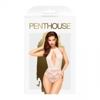Боді з глибоким декольте та високими трусиками Penthouse - Toxic Powder White L/XL — Переглянути зображення 3