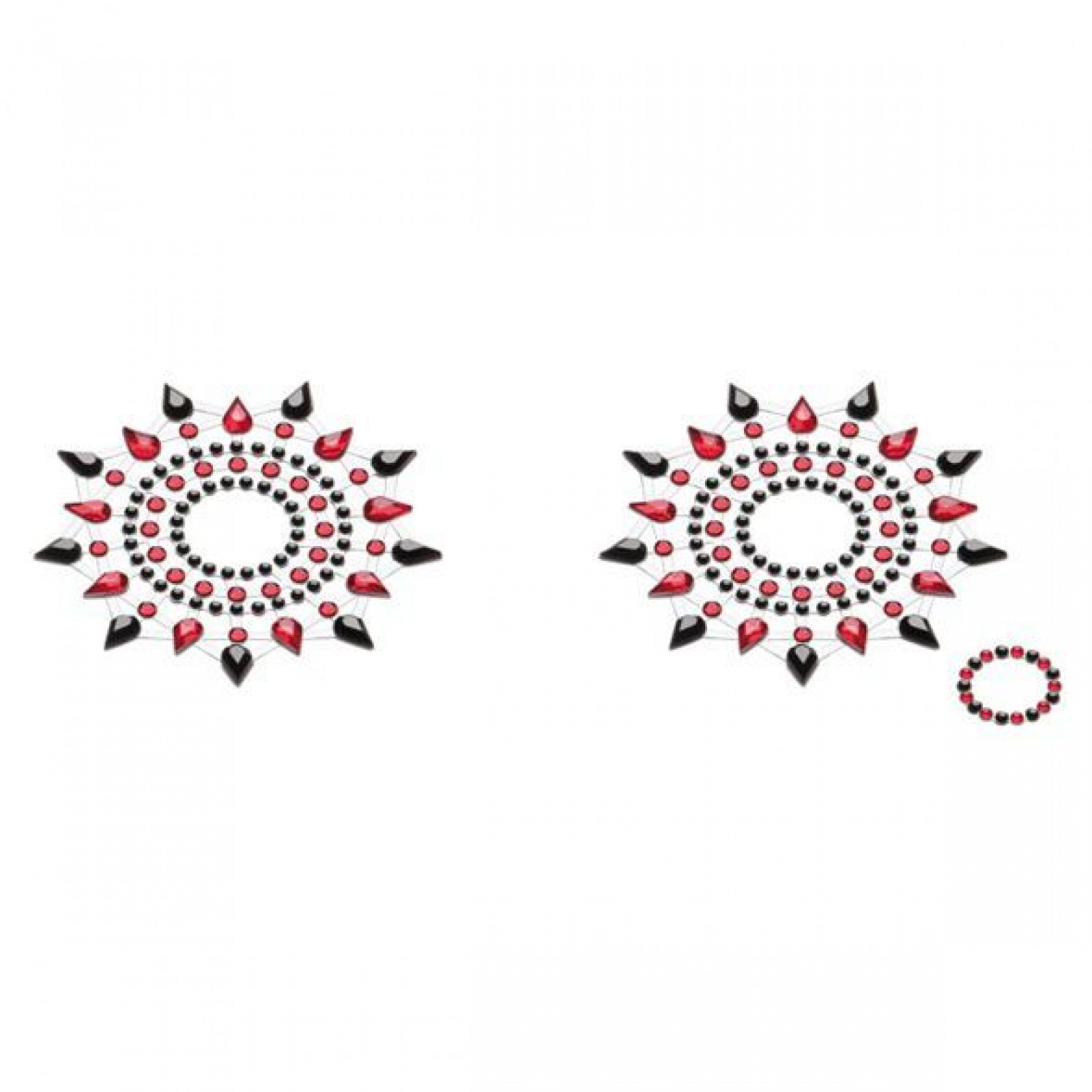 Пэстис из кристаллов Petits Joujoux Gloria set of 2 - Black/Red, украшение на грудь