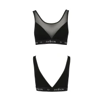 Топ з прозорою вставкою Passion PS002 TOP XL, black — Переглянути зображення 5