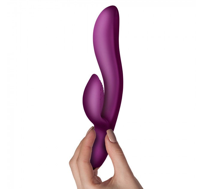 Вибратор-кролик Rocks Off Regala Fuchsia для стимуляции точки А, 2 мощных мотора, LED-подсветка