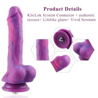 Фалоімітатор 8.2″ з вібрацією для секс-машин Hismith Purple Silicone Dildo with Vibe, KlicLok — Переглянути зображення 7