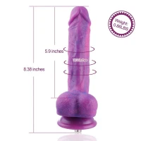 Фалоімітатор 8.2″ з вібрацією для секс-машин Hismith Purple Silicone Dildo with Vibe, KlicLok — Переглянути зображення 3