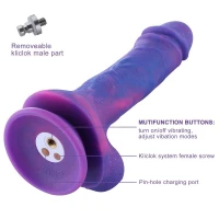 Фалоімітатор 8.2″ з вібрацією для секс-машин Hismith Purple Silicone Dildo with Vibe, KlicLok — Переглянути зображення 4