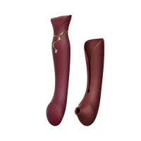 Смартвібратор 3в1 Zalo — Queen Set Wine Red, пульсівна перлина та вакуум, кристал Swarovski — Переглянути зображення 1