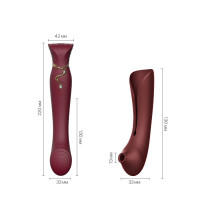 Смартвибратор 3в1 Zalo — Queen Set Wine Red, пульсирующая жемчужина и вакуум, кристалл Swarovski