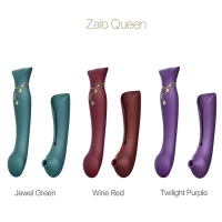 Смартвібратор 3в1 Zalo — Queen Set Wine Red, пульсівна перлина та вакуум, кристал Swarovski — Переглянути зображення 9
