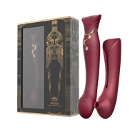 Смартвібратор 3в1 Zalo — Queen Set Wine Red, пульсівна перлина та вакуум, кристал Swarovski — Переглянути зображення 10