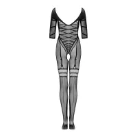 Сітчастий бодістокінг з імітацією підв’язок Obsessive Bodystocking G329 S/M/L, black, з доступом — Переглянути зображення 6