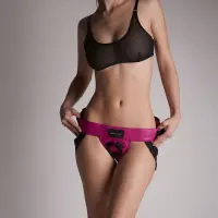 Труси для страпона Strap-On-Me Leatherette Harness Curious  Fuchsia — Переглянути зображення 1