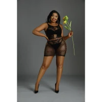 Сукня-бодістокінг Moonlight Plus Model 01 XL-XXXL Black, міні, без рукавів — Переглянути зображення 3