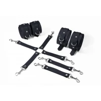 Набір для БДСМ Feral Feelings BDSM Kit 3 Black, наручники, поножі, хрестовина — Переглянути зображення 1