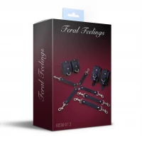 Набір для БДСМ Feral Feelings BDSM Kit 3 Black, наручники, поножі, хрестовина — Переглянути зображення 2