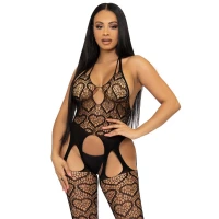 Бодістокінг з відкритим доступом Leg Avenue Net suspender bodystocking One size Black, мереживо — Переглянути зображення 1