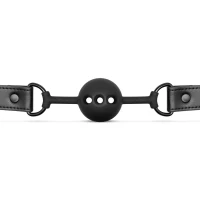 Повітропроникний кляп Bedroom Fantasies: Breathable Silicone Ball Gag, чорний — Переглянути зображення 3