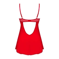 Пеньюар Obsessive Ingridia chemise &amp; thong XL/2XL, червоний, сорочка, стрінги — Переглянути зображення 4