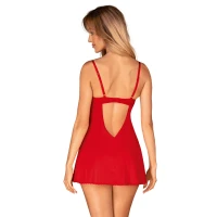 Пеньюар Obsessive Ingridia chemise &amp; thong XL/2XL, червоний, сорочка, стрінги — Переглянути зображення 2