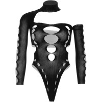 Бесшовное боди на одно плечо Leg Avenue Seamless thong back bodysuit, One Size, черное Бесшовное боди на одно плечо Leg Avenue Seamless thong back bodysuit, One Size, черное