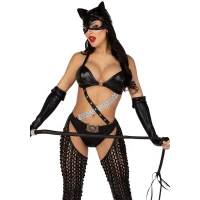 Еротичний костюм кішечки-пані Leg Avenue Mistress Kitty M, рукавички, комбінезон, маска — Переглянути зображення 1