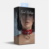 Нашийник для фіксації Feral Feelings - D-Rings Red — Переглянути зображення 2